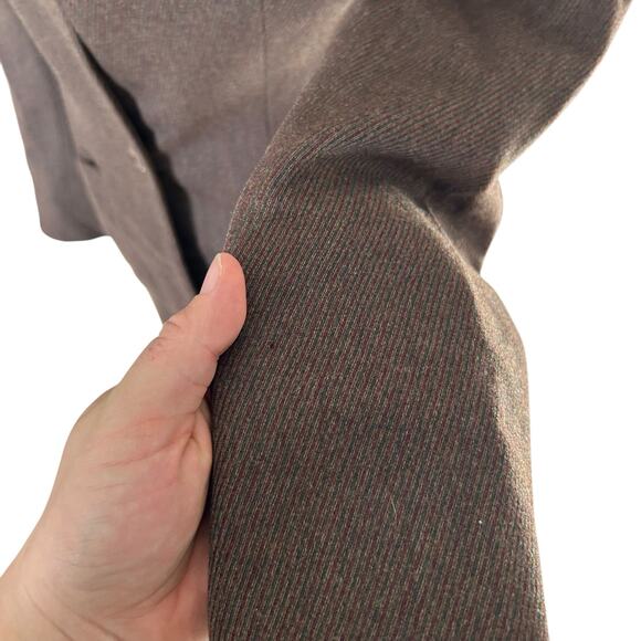 Vintage Brown 100% Wool Pin Stripe Skirt Blazer Set Womens Sz XS Business Formal - Picture 14 of 16